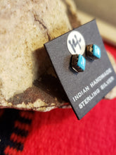 Load image into Gallery viewer, TURQUOISE MINI POST EARRINGS  - DIAMOND SHAPED
