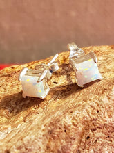 Load image into Gallery viewer, WHITE OPAL MINI POST EARRINGS - 4MM SQUARE
