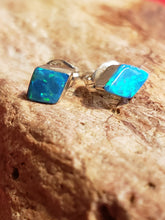 Load image into Gallery viewer, BLUE OPAL MINI POST EARRINGS  - 7 MM X 5 MM
