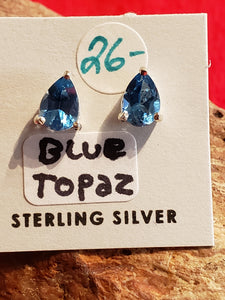 BLUE TOPAZ MINI POST EARRINGS - 4 x 6 TEARDROP