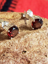 Load image into Gallery viewer, GARNET MINI POST EARRINGS  - 6MM ROUND
