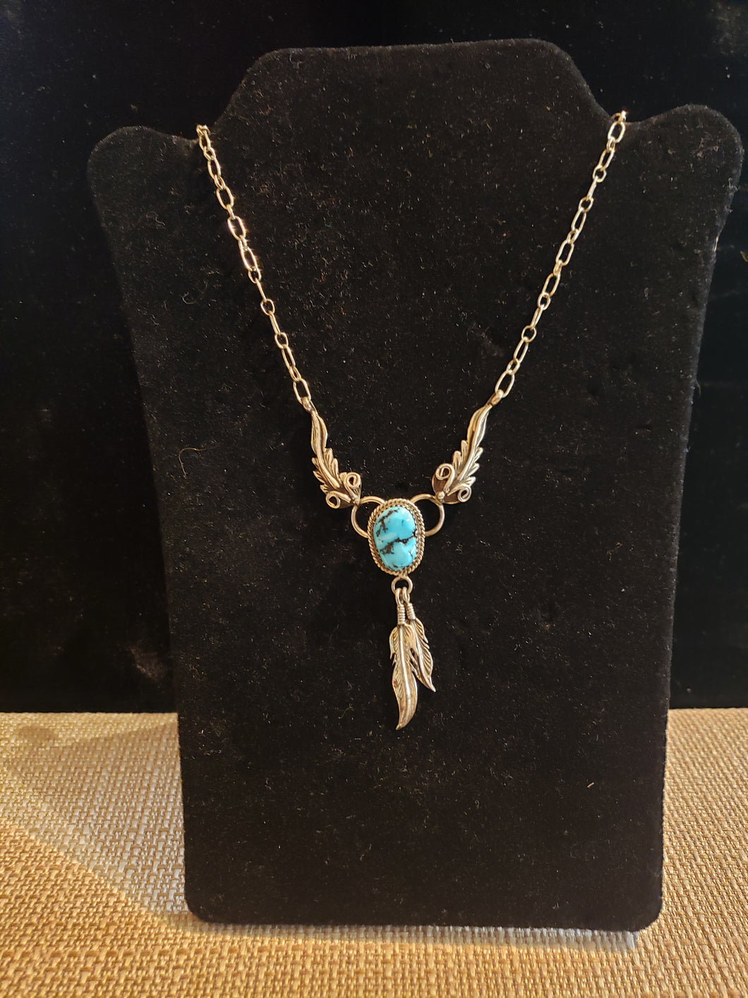 TURQUOISE NECKLACE  - ATTACHED CHAIN 18