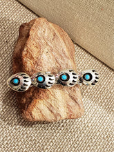 Load image into Gallery viewer, BARRETTE - TURQUOISE BEAR PAW - STERLING
