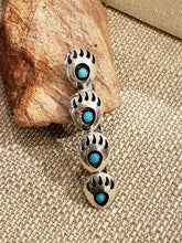 Load image into Gallery viewer, BARRETTE - TURQUOISE BEAR PAW - STERLING
