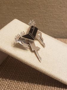 HORSE PIN - NAVAJO JET INLAY