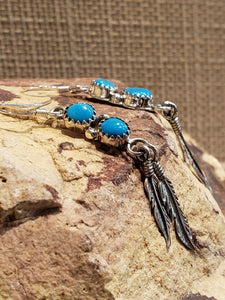 TURQUOISE EARRINGS WITH 2  FEATHERS- ANNIE SPENCER