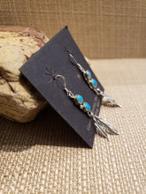 Load image into Gallery viewer, TURQUOISE EARRINGS WITH 2  FEATHERS- ANNIE SPENCER
