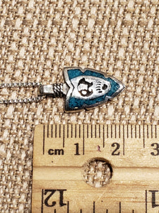 TURQUOISE CHIP INLAY ARROWHEAD PENDANT- SMALL - Wolf, Eagle or Bear