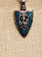 Load image into Gallery viewer, TURQUOISE CHIP INLAY ARROWHEAD PENDANT- SMALL - Wolf, Eagle or Bear
