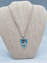 Load image into Gallery viewer, LARGE TURQUOISE CHIP INLAY ARROWHEAD PENDANT FEATURING WOLF
