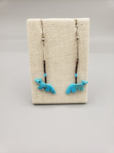 Load image into Gallery viewer, TURQUOISE FETISH WOLF EARRINGS - NAVAJO - RUNNING BEAR
