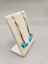 Load image into Gallery viewer, TURQUOISE FETISH WOLF EARRINGS - NAVAJO - RUNNING BEAR
