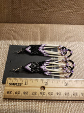 Load image into Gallery viewer, PORCUPINE QUILL &amp; BEADED EARRINGS - LAVENDER- CONNIE KELLEY
