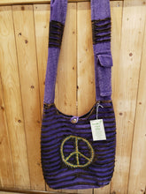 Load image into Gallery viewer, MONK BAG - PURPLE/BLACK PEACE SIGN
