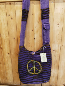 MONK BAG - PURPLE/BLACK PEACE SIGN