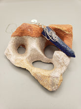 Load image into Gallery viewer, LAPIS WRAPPED CRYSTAL POINT NECKLACE
