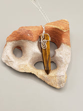 Load image into Gallery viewer, TIGER EYE WRAPPED CRYSTAL POINT NECKLACE
