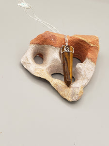 TIGER EYE WRAPPED CRYSTAL POINT NECKLACE