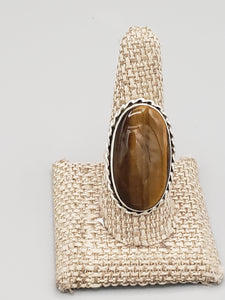 TIGER EYE RING - SIZE 10 - OVAL SHAPED