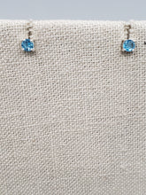 Load image into Gallery viewer, BLUE TOPAZ MINI POST EARRINGS - 4MM ROUND
