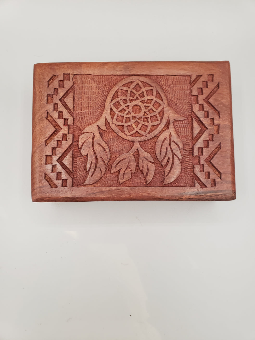 CARVED WOODEN BOX - DREAMCATCHER