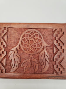 CARVED WOODEN BOX - DREAMCATCHER