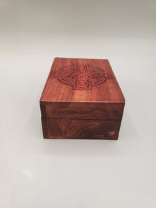 CARVED WOODEN BOX - CELTIC CROSS