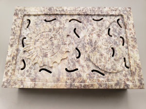 SOAPSTONE CARVED BOX - SUN & MOON