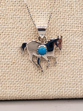 Load image into Gallery viewer, TURQUOUSE HORSE PENDANT- 18&quot; Box Chain
