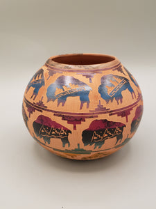 BUFFALO ROAMING ETCHED HORSEHAIR POT - KAROLYN WILLIE