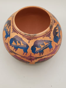 BUFFALO ROAMING ETCHED HORSEHAIR POT - KAROLYN WILLIE