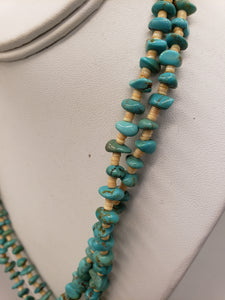 GREEN TURQUOISE & SHELL 2 STRAND NECKLACE - LUPIA CALABRERA