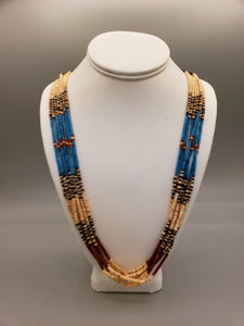 MULTI STRAND TURQUOISE, SHELL & CORAL HEISHI NECKLACE - LINDA LEE
