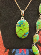 Load image into Gallery viewer, GREEN COPPER TURQUOISE PENDANT- EARRINGS-BRACELET SET

