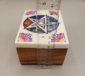 WOODEN BOX WITH MARBLE LID - PENTACLE - SALE!! 🔖