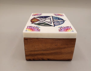 WOODEN BOX WITH MARBLE LID - PENTACLE