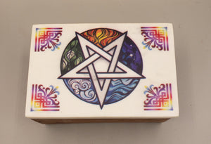 WOODEN BOX WITH MARBLE LID - PENTACLE