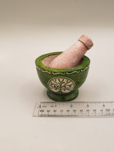 Load image into Gallery viewer, TREE OF LIFE  MORTAR &amp; PESTLE - GREEN SOAPSTONE
