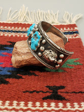 Load image into Gallery viewer, TURQUOISE MEN&#39;S SIZE CUFF BRACELET WITH BEARS - NAVAJO HANDCRAFTED
