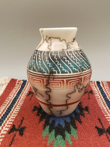 COLORED HORSEHAIR ETCHED POTTERY - RONALD SMITH