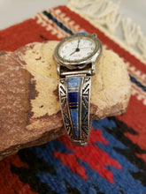 Load image into Gallery viewer, LAPIS &amp; DENIM LAPIS INLAY WATCH - CALVIN BEGAY
