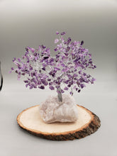 Load image into Gallery viewer, AMETHYST GEMSTONE TREE WITH QUARTZ CRYSTAL BASE
