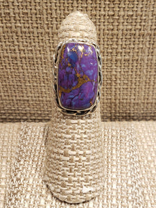 PURPLE COPPER TURQUOISE RING - SIZE 5