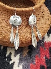 Load image into Gallery viewer, STERLING SILVER SHIELD FEATHER EARRINGS
