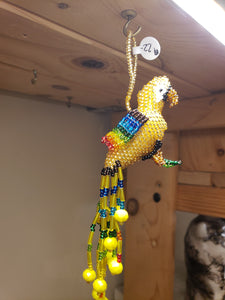 BEADED HANGING PARROT ORNAMENTS