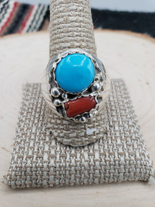 TURQUOISE & CORAL RING - SIZE 12 - ANNIE SPENCER