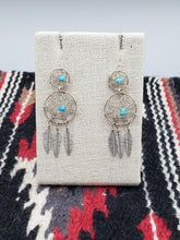 Load image into Gallery viewer, DOUBLE TURQUOISE DREAMCATCHER EARRINGS- LORENZO ARVISO JR
