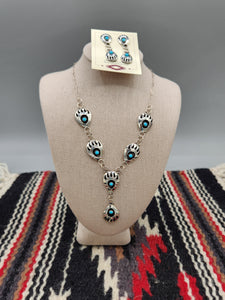 TURQUOISE BEAR PAW NECKLACE & EARRINGS- LETA PARKER