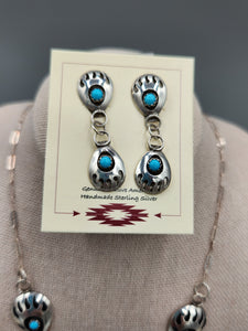 TURQUOISE BEAR PAW NECKLACE & EARRINGS- LETA PARKER