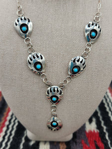 TURQUOISE BEAR PAW NECKLACE & EARRINGS- LETA PARKER